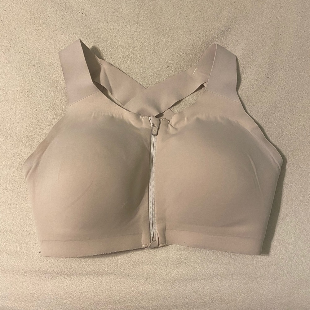 Lululemon White Enlighten Zip Front Bra